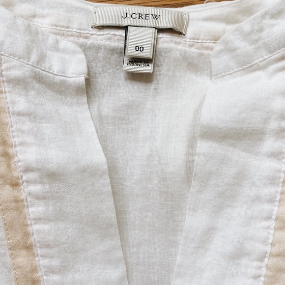 J. Crew white sheer tunic with tan stripe - Picture 3 of 3